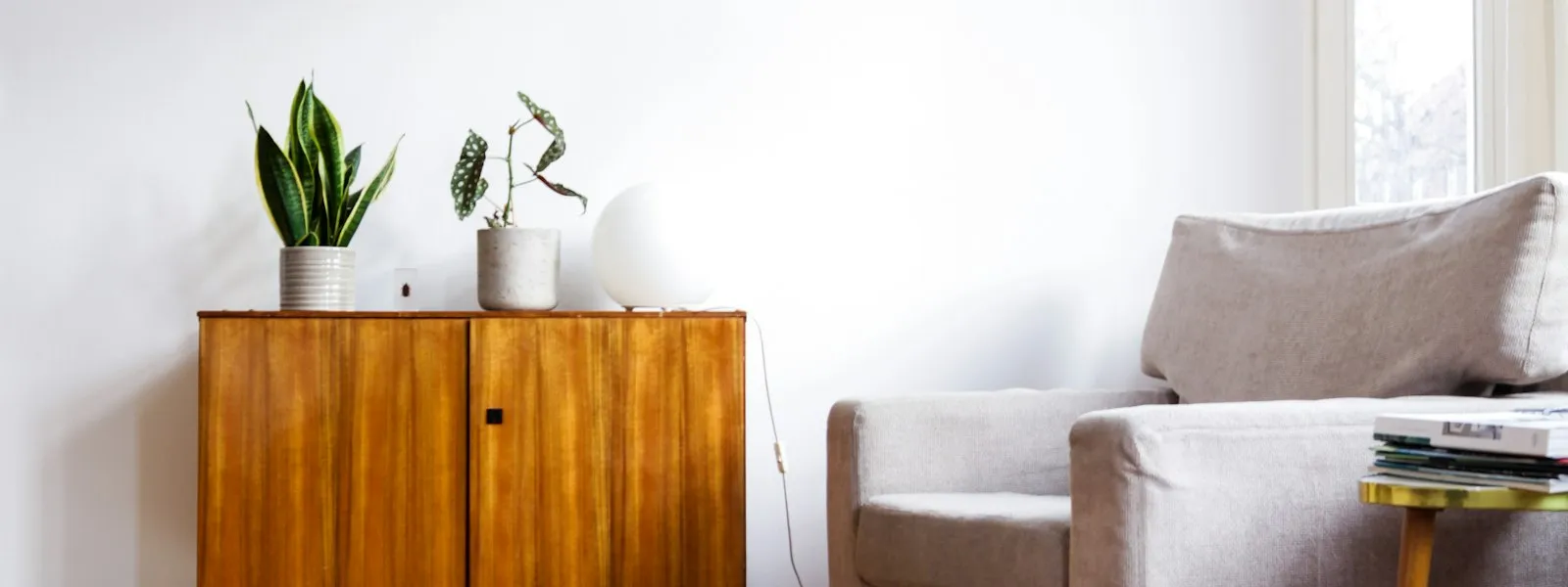 A warm, minimal interior in soft natural light